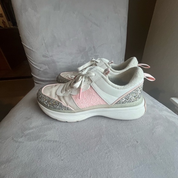 Kate Spade White and Pink Glitter Sneakers - Picture 6 of 7
